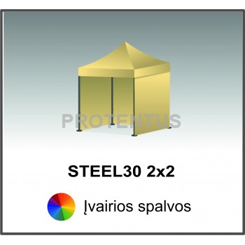Prekybinės palapinės (įvairių spalvų) iš plieno STEEL30 2x2 su 3 sienelėm ir KREPŠIU