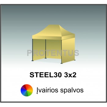 Prekybinės palapinės (įvairių spalvų) iš plieno STEEL30 3x2 su 3 sienelėm ir KREPŠIU