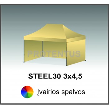 Prekybinės palapinės (įvairių spalvų) iš plieno STEEL30 3x4,5 su 3 sienelėm ir KREPŠIU